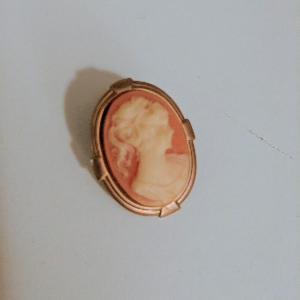 Pink Cameo Brooch